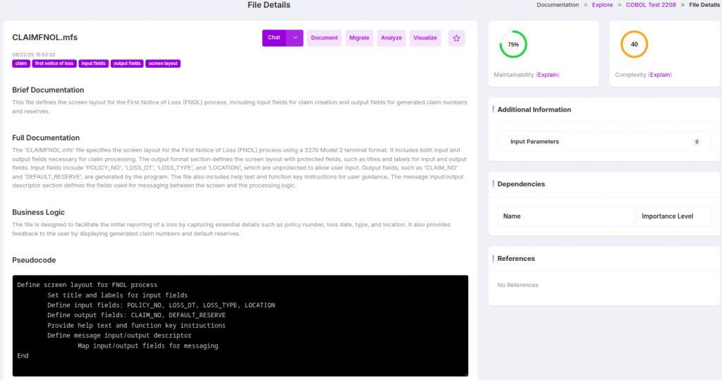 MFS Screen Documentation using AI